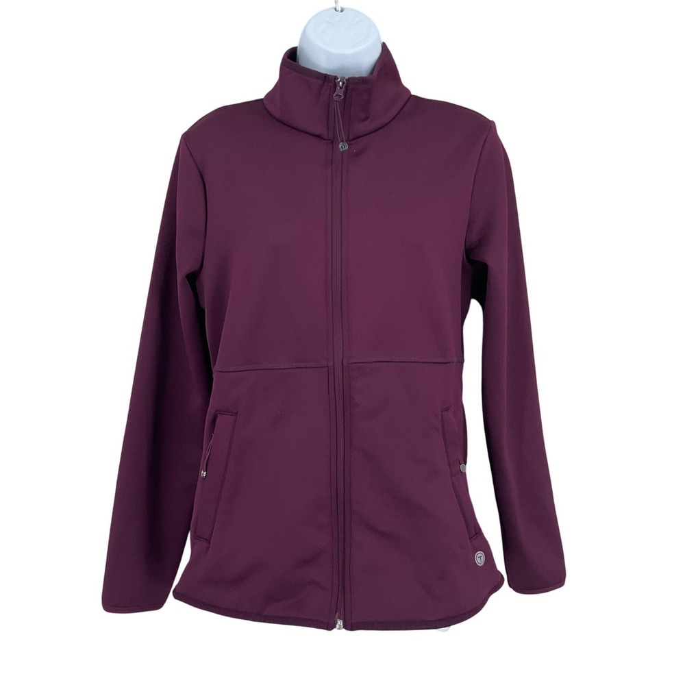 T by Talbots Jacket Women S Purple‎ Fleece Full Zip Mock Neck Active Gorpcore